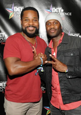 Reunited&nbsp; - Fool's Gold actors Malcolm-Jamal Warner and Brian Hooks reunite during the BET Experience at the gifting suite. (Photo: Angela Weiss/BET/Getty Images for BET)