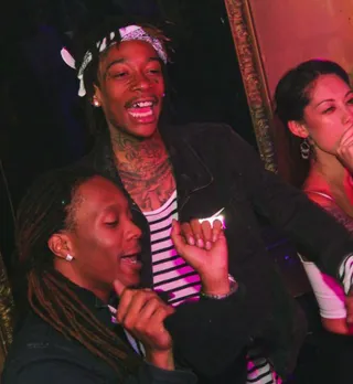 Turn Down for What - Wiz Khalifa and his crew popped bottles of Hennessy V.S at his pre album release party for his upcoming Blacc Hollywood&nbsp;LP sponsored by the legendary cognac brand in Miami. &nbsp;(Photo: Thaddeaus McAdams, ExclusiveAccess.net)&nbsp;