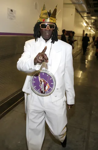 Flavor Flav  - Flavor Flav strolling through the Orleans Arena.    (Photo: Isaac Brekken/BET/Getty Images for BET)