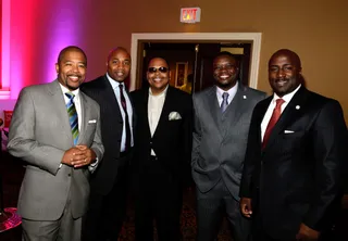 Looking Dapper - Power 88 KCEP Radio General Manager Craig Knight (L) and Las Vegas City Councilman Ricki Barlow (R) make an appearance at the reception.   (Photo: Isaac Brekken/Getty Images for BET)