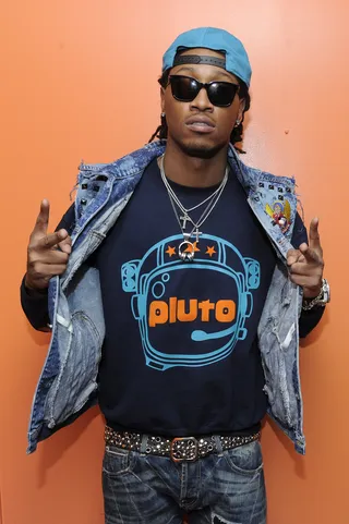 Out of This World - Future is on another level when it comes to catching the new wave of what's hot...he might even be from Pluto (peep his shirt).(Photo: John Ricard/BET)