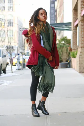 Malia Obama - Malia Obama arrived at the Weinstein Company to continue her film production internship in New York City. (Photo: PacificCoastNews)