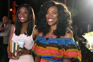 Lola Ogunnaike and Yvonne Orji - The notorious entertainment journalist and Insecure star enjoyed listening to the presentations.&nbsp;(Photo: Phelan Marc/BET)