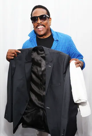Man of the Hour – Charlie Wilson - "Uncle" Charlie Wilson posing with a blazer from the Maceoo line. For more go to maceoo.com   (Photo: Imeh Akpanudosen/BET/Getty Images for BET)