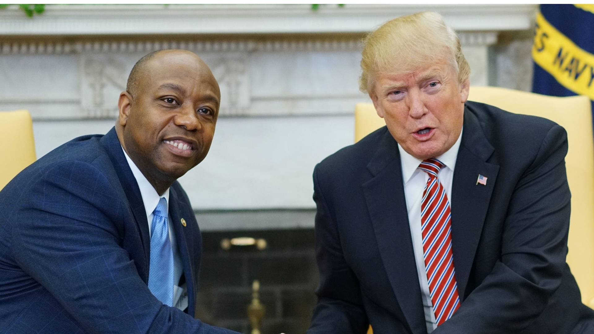 Tim Scott and Donald Trump on BET Buzz 2021.