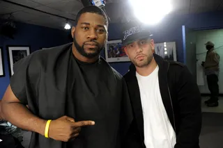 He's the Man - David Banner salutes DJ Drama backstage at BET's 106 &amp; Park. (Photo: John Ricard / BET)