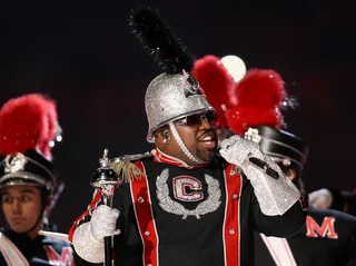 Cee-Lo Channels Marcus Garvey - Cee-Lo Green came out in full ceremonial regalia to perform &quot;Like a Prayer&quot; with Madonna at halftime. (Photo: Ezra Shaw/Getty Images)