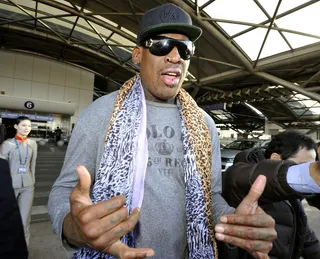 Dennis Rodman on returning to North Korea to train their basketball team:&nbsp; - “Sports is important to people around the world so I hope this is going to engage the American people, especially Obama.”  (Photo: AP Photo/Kyodo News)