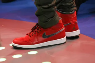 The Air Jordan 1 Retro Hi Premier - The Air Jordan 1 Retro Hi Premier Varsity Red/Dark Army   (Photo: Bennett Raglin/BET/Getty Images)