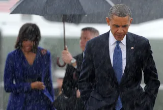 Another Mournful Day - The president and first lady board Air Force One to travel to Boston to mourn victims of the deadly marathon attacks. (Photo: JEWEL SAMAD/AFP/Getty Images)