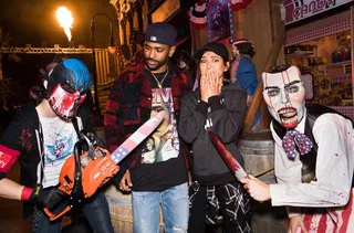 Horrific Romance - The cute couple hit Halloween Horror Nights for some Halloween fun.(Photo: Jhene Aiko via Instagram)&nbsp;