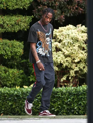 On a Boat - Travis Scott was seen enjoying a ride on Dave Grutman's boat the 'SS Groot' in Miami Beach. (Photo: JS/Thibault Monnier, PacificCoastNews)