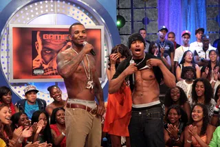 Nick Cannon and Game - The two stars battled over who has the biggest muscles.(Photo: Terrence Jennings/PictureGroup)