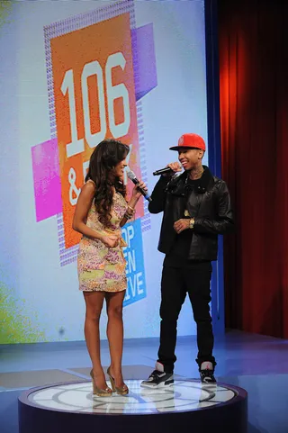 Rocsi and Tyga\r - Young Money respresenter Tyga stepped in to co-host the show again.\r\r(Photo by Brad Barket/PictureGroup)