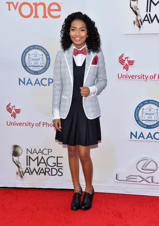 2015: Yara Shahidi styled in an adorable preppy look. - (Photo by Amanda Edwards/WireImage)