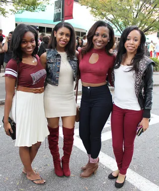 We Heart Morehouse - These Spelman grads show love to their Morehouse College brothers with adorable ‘fits inspired by the school’s maroon and white color scheme.  (Photo: Britt Middleton)