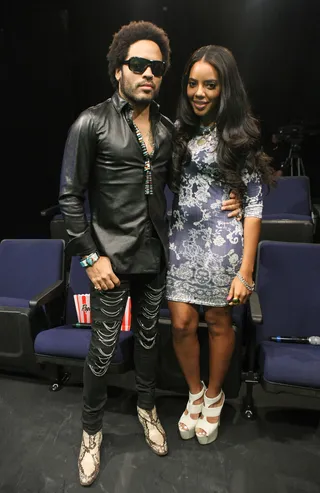 Cute - Lenny Kravitz and Angela Simmons pose backstage.&nbsp;(Photo:&nbsp; Bennett Raglin/Getty Images for BET)