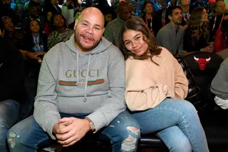 FEB 15: Fat Joe and daughter Azariah Cartagena - Fat Joe and daughter Azariah Cartagena attend the 2020 State Farm All-Star Saturday Night. He is stunting in a Gucci logo sweatshirt. (Photo: Kevin Mazur/Getty Images)