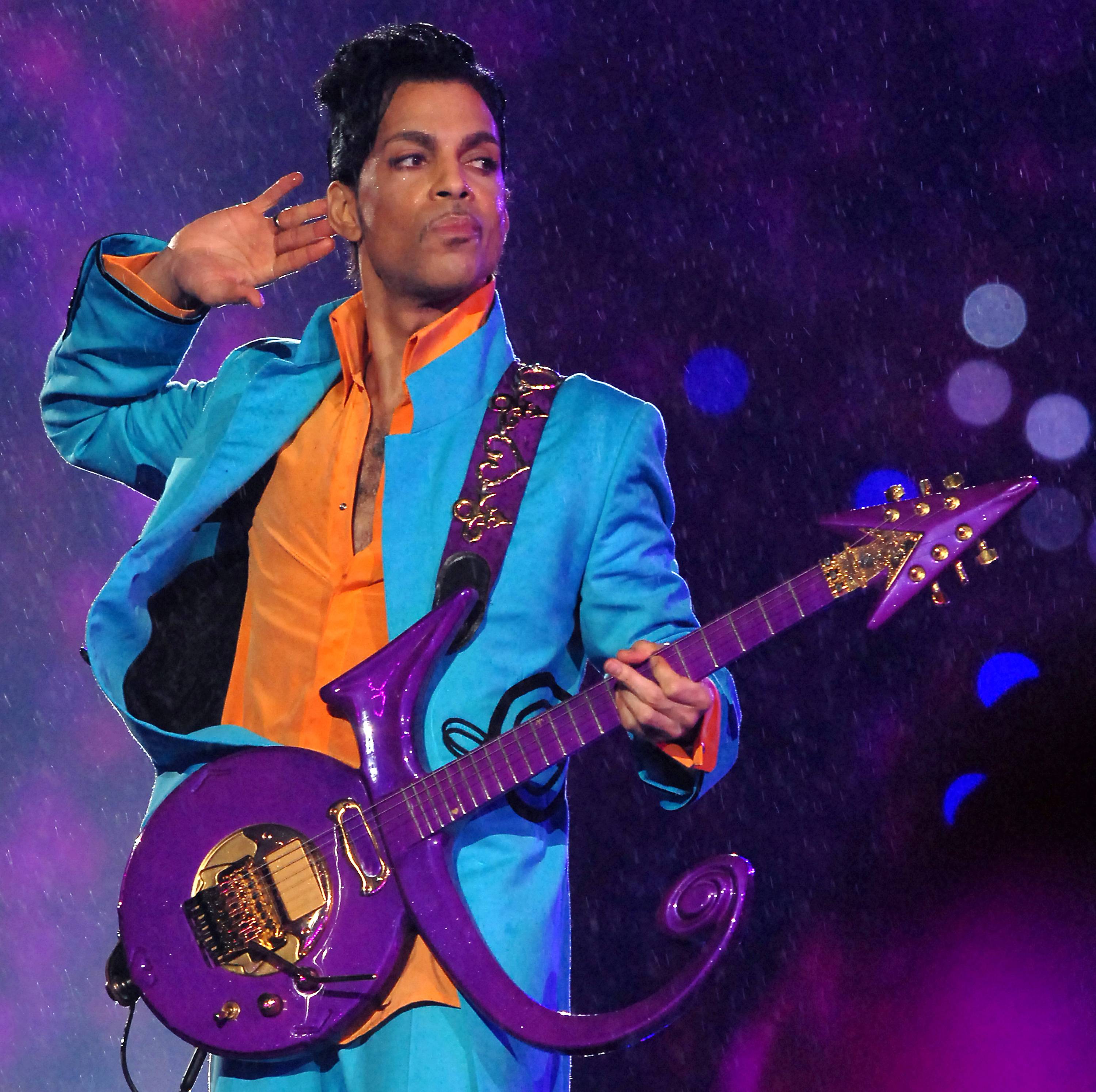 Prince performs at half time during Super Bowl XLI between the Indianapolis Colts and Chicago Bears at Dolphins Stadium in Miami, Florida on February 4, 2007. (Photo by Theo Wargo/WireImage)