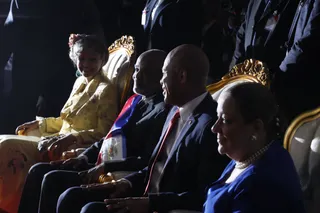 Swearing-In Ceremony - Outgoing President Rene Preval (second left) and his wife sit next to the incoming leader and his wife during the ceremony.(Photo: AP Photo/Brennan Linsley)