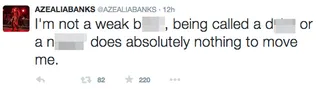 Is That Right? - Banks insists that she isn't moved by words.&nbsp;(Photo: Azealia Banks via Twitter)