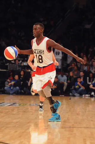 Blake Hoops Hard - Paralympic athlete&nbsp;Blake Leeper hooped harder than most and inspired millions last night with his athleticism and positive attitude that anything is possible regardless of what people may think can hold you back.   (Photo: Brad Barket/Getty Images)