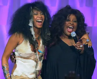 Erykah Badu and Chaka Khan - Chaka Khan was honored for Soul Train Awards 2009. Erykah Badu presented the “Through the Fire” singer with her award and laughed it up on stage as well.&nbsp;&nbsp;(Photo: Rick Diamond/Getty Images)