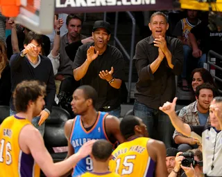 Game Time - Hollywood star and basketball enthusiast Denzel Washington attends the Los Angeles Lakers and Oklahoma City Thunder game four of the Western Conference semifinals in the 2012 NBA playoffs in Los Angeles.  (Photo: Noel Vasquez/Getty Images)