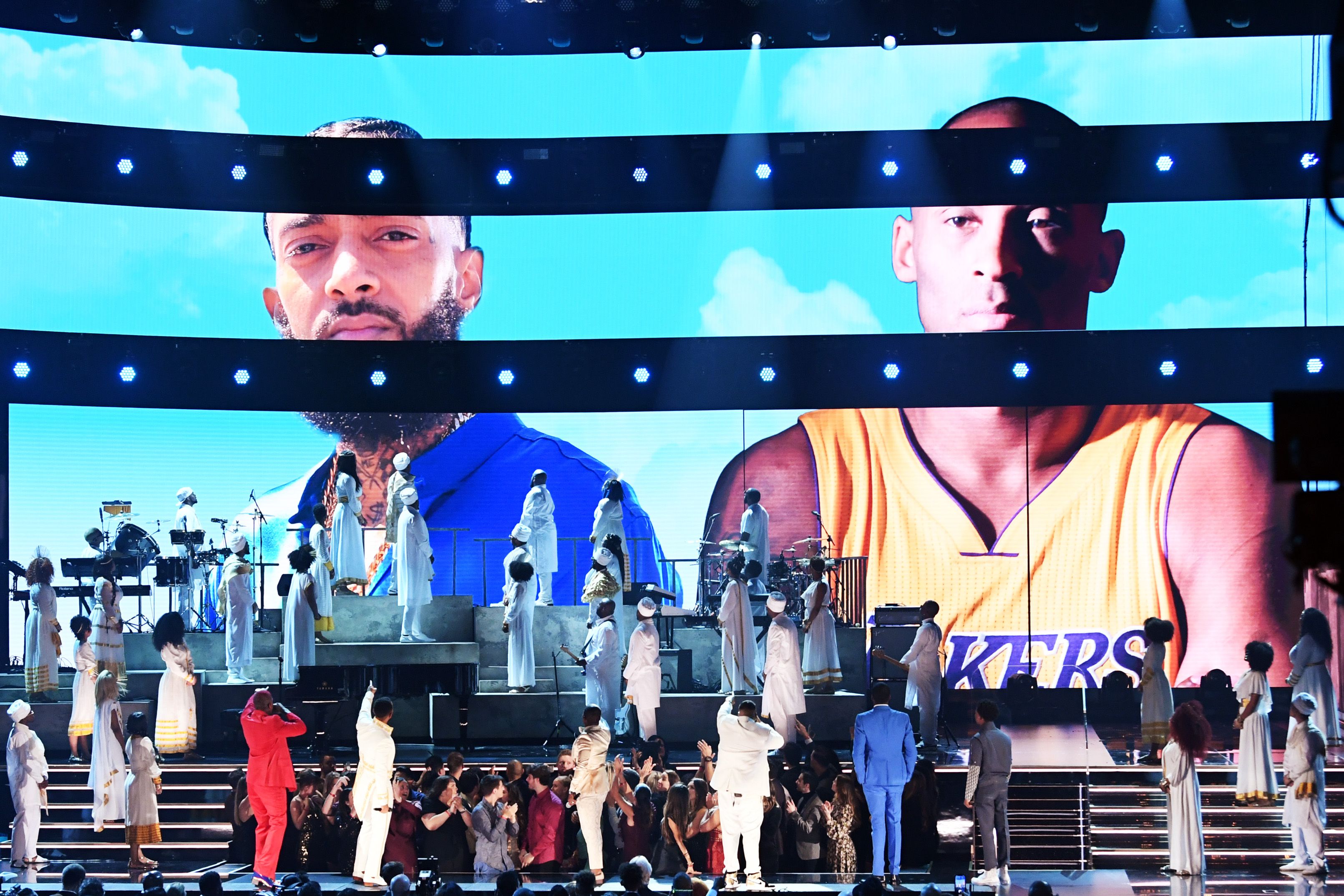 Nipsey Hussle and Kobe Bryant being honored at the 2020 Grammy Awards