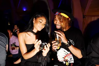 Model and Muse - Chanel Iman and stylist Ty Hunter peep a snap at the Hennessy&nbsp;V.S Limited Edition by&nbsp;Scott Campbell&nbsp;Bottle Launch&nbsp;in NYC.   (Photo: Hennessy)&nbsp;