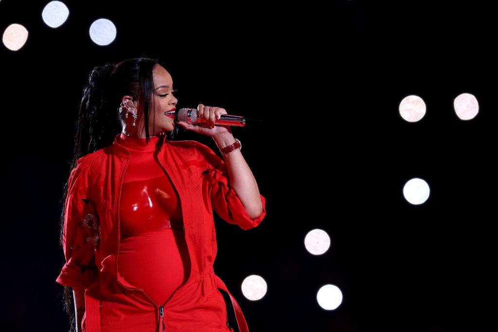 Rihanna performs onstage during the Apple Music Super Bowl LVII Halftime Show at State Farm Stadium on February 12, 2023 in Glendale, Arizona. (Photo by Gregory Shamus/Getty Images)