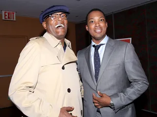 Samuel L. Jackson and Corey Hawkins&nbsp; - Samuel L. Jackson and Corey Hawkins&nbsp;were on hand at the opening night party for Six Degrees of Separation at Brasserie 8 1/2 restaurant.&nbsp;(Photo: Joseph Marzullo/WENN.com)