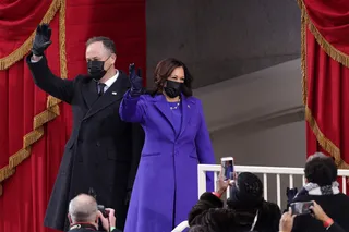 Inauguration 2021: Joe Biden and Kamala Harris - WASHINGTON, DC - JANUARY 20: U.S. Vice President-elect Kamala Harris and husband Doug Emhoff arrive to the inauguration of U.S. President-elect Joe Biden on the West Front of the U.S. Capitol on January 20, 2021 in Washington, DC. During today's inauguration ceremony Joe Biden becomes the 46th president of the United States.&nbsp; (Photo by Alex Wong/Getty Images)