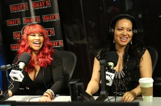 Icons - Sandra "Pepa" Denton and Cheryl "Salt" James of Salt-N-Pepa visit Sway in the Morning with Sway Calloway on Eminem's Shade 45 at SiriusXM Studios.&nbsp;(Photo: Monica Schipper/Getty Images)