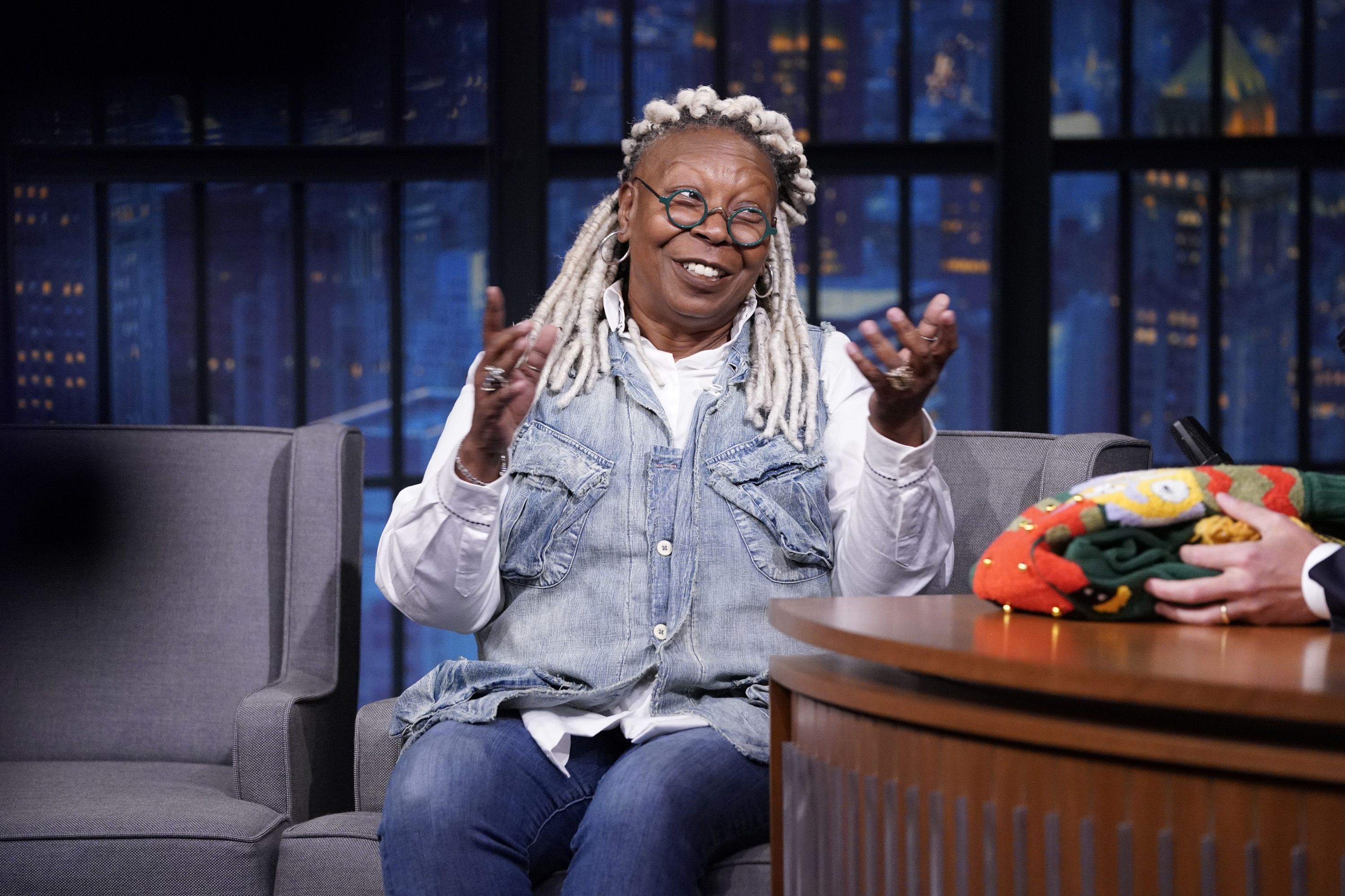 LATE NIGHT WITH SETH MEYERS -- Episode 911 -- Pictured: Comedian Whoopi Goldberg during an interview on November 11, 2019 -- (Photo by: Lloyd Bishop/NBC/NBCU Photo Bank)