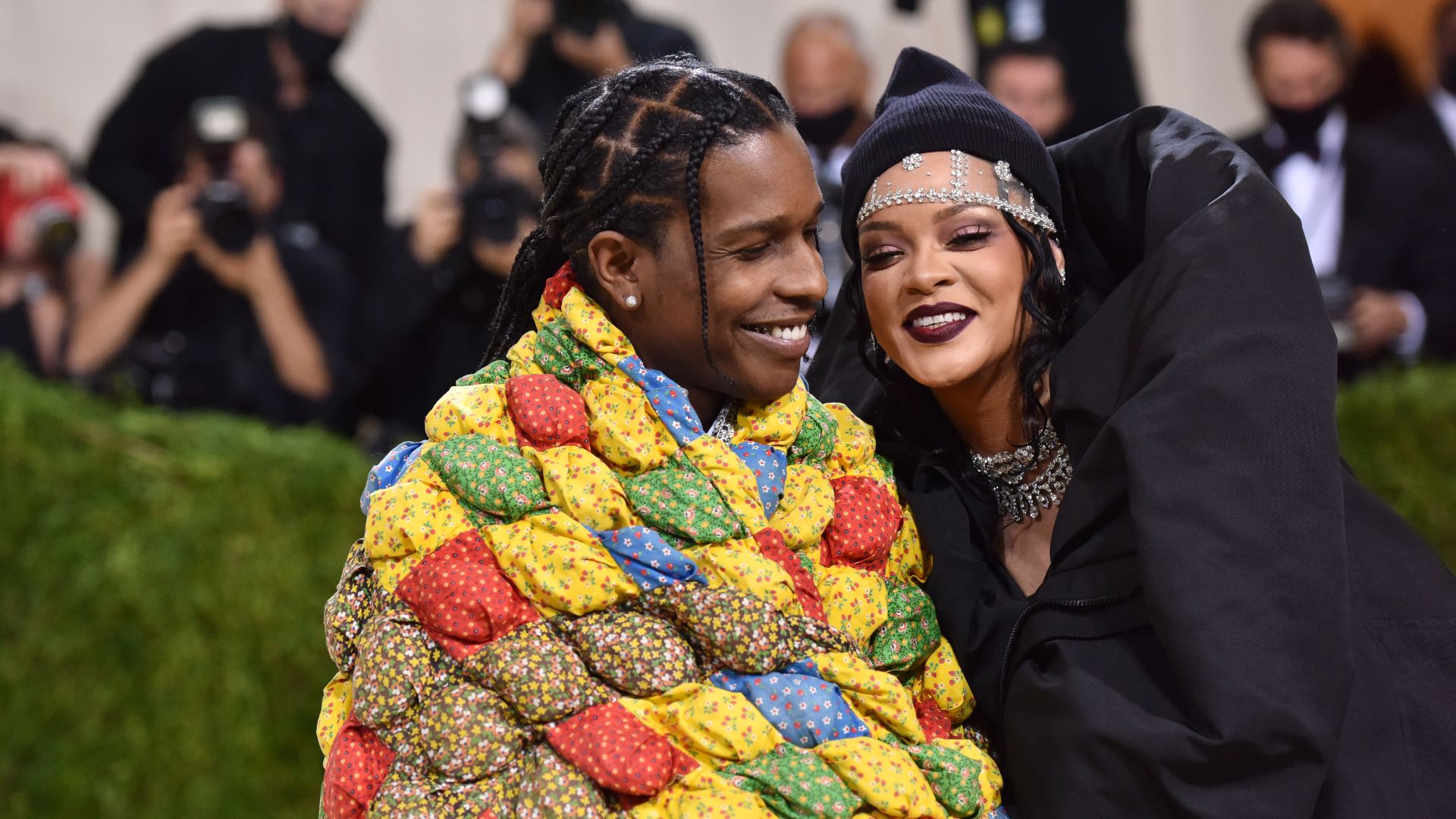 ASAP Rocky and Rihanna attend 2021 Costume Institute Benefit - In America: A Lexicon of Fashion at the Metropolitan Museum of Art on September 13, 2021 in New York City. 