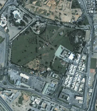 Attacks on Gadhafi Compound - Forces from the U.S. and Europe launched missile attacks near Gadhafi’s home in Tripoli on March 20. A satellite image of his compound earlier this month is shown here.   (Photo: AP Photo/GeoEye)