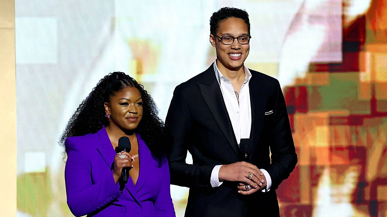 Cherelle Griner and Brittney Griner speak onstage during the 54th NAACP Image Awards at Pasadena Civic Auditorium on February 25, 2023 in Pasadena, California.  