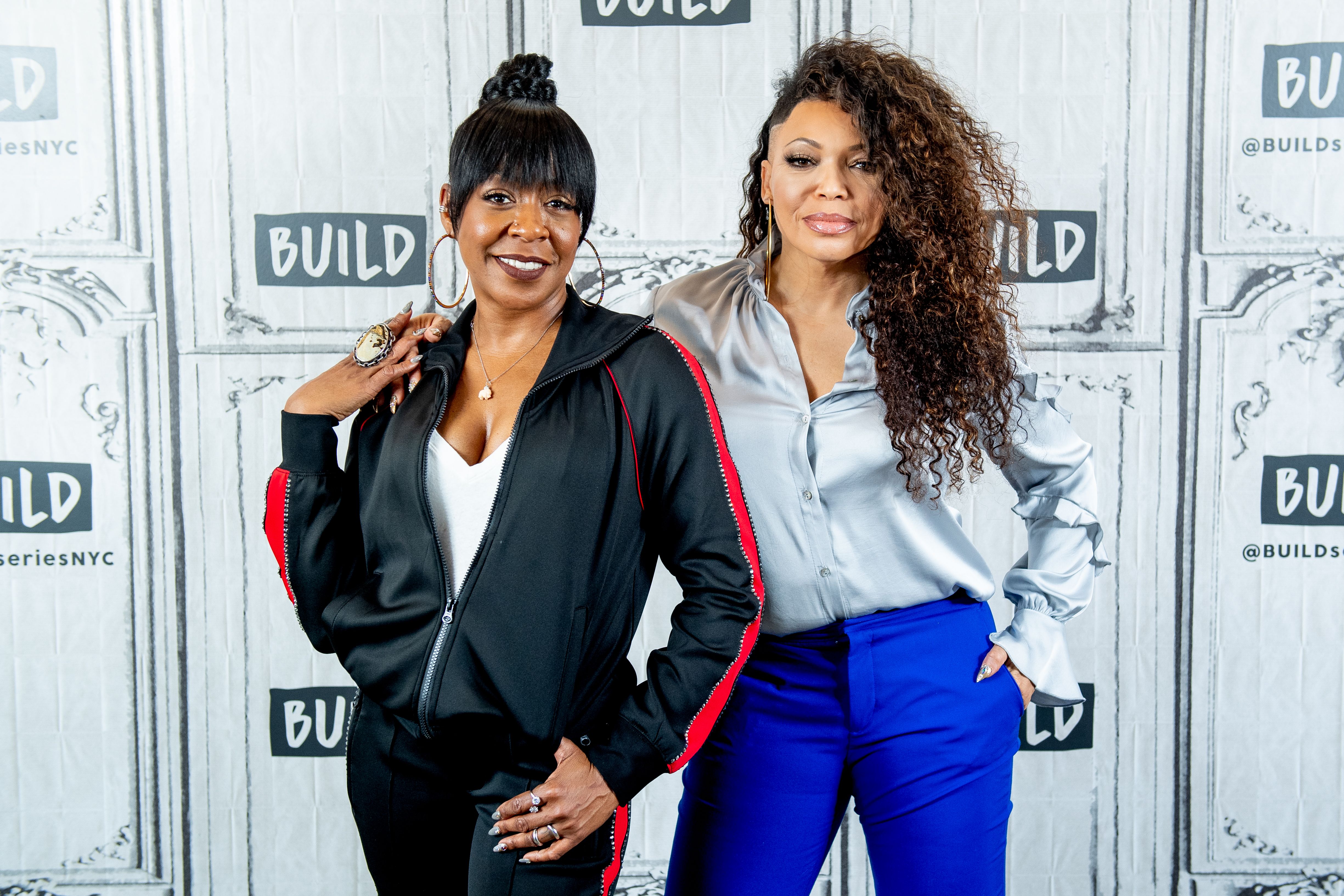 NEW YORK, NEW YORK - NOVEMBER 20: Tichina Arnold and Tisha Campbell discuss "The Neighborhood" with the Build Series at Build Studio on November 20, 2018 in New York City. (Photo by Roy Rochlin/Getty Images)