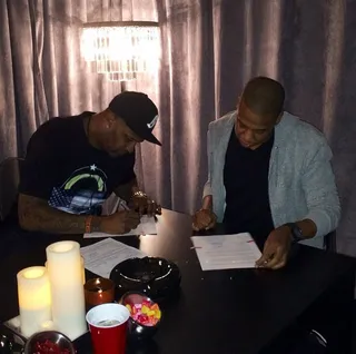 Carsten Charles &quot;CC&quot; Sabathia Jr.&nbsp;@cc_sabathia52 - &quot;#RocNationSports&nbsp;La Familia&quot;Hov ups his clientele for Roc Nation Sports and inks a deal with pitcher CC Sabathia of the New York Yankees. Congrats CC and Jay!(Photo: CC Sabathia via Instagram)