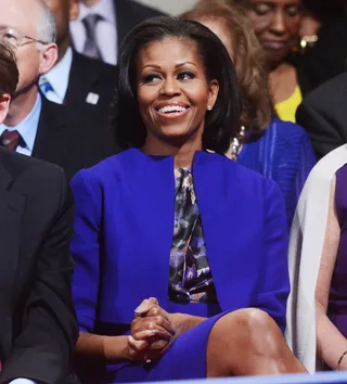 Lookin' Good - So it wasn’t a date — but a debate — as a 20th anniversary should be. But that didn't stop Obama from dressing to impress in an indigo jacket and matching dress from the fall 2011 collection of London designer Preen.  (Photo: Michael Reynolds-Pool/Getty Images)