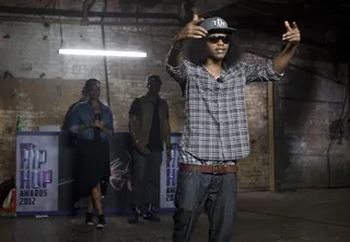 Spit Your Game - Check out Ab-Soul spitting his verse in front of some of hip hop's veteran MCs.&nbsp;(Photo: Derek Reed / Picture Group / BET)