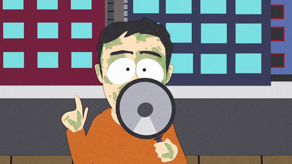 Where s the bad. Роб Шнайдер Южный парк. Южный парк флаг расистский. South Park Douchebag.