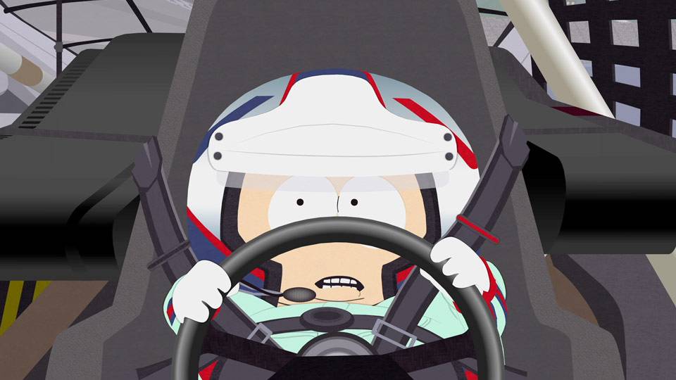auto racing, NASCAR, Announcers, Geoff Hammill, Patty Hammill, Vagisil, Cartman, Butters, Guns