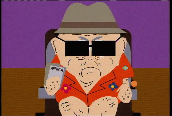 Cartman, kyle, Stan, Grandpa Marsh, Africa, Sheila Broflovski, Sharon