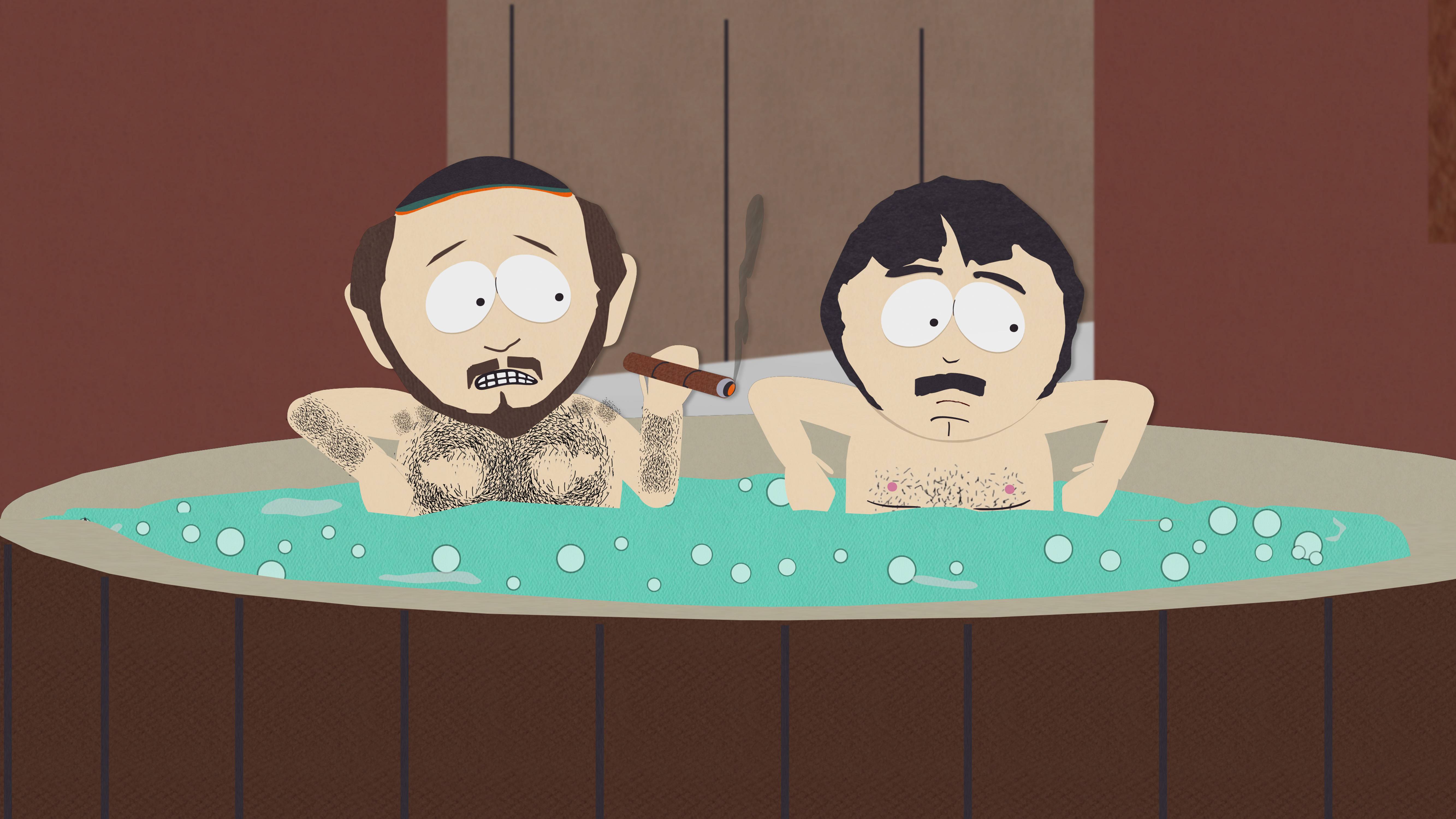 Dos hombres desnudos en un Jacuzzi