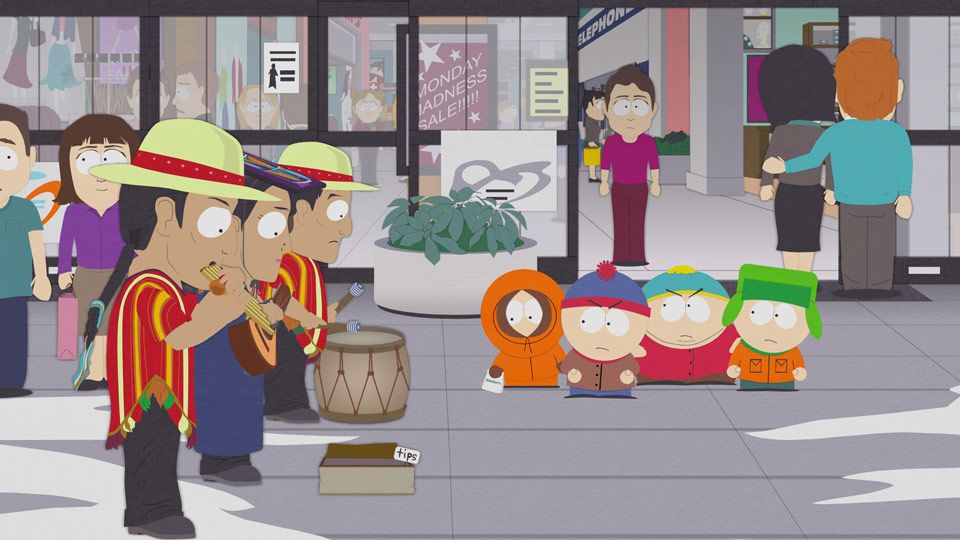 Kenny, Cartman, kyle, balls, Peruvian Flute Band, Shelley, Randy Marsh