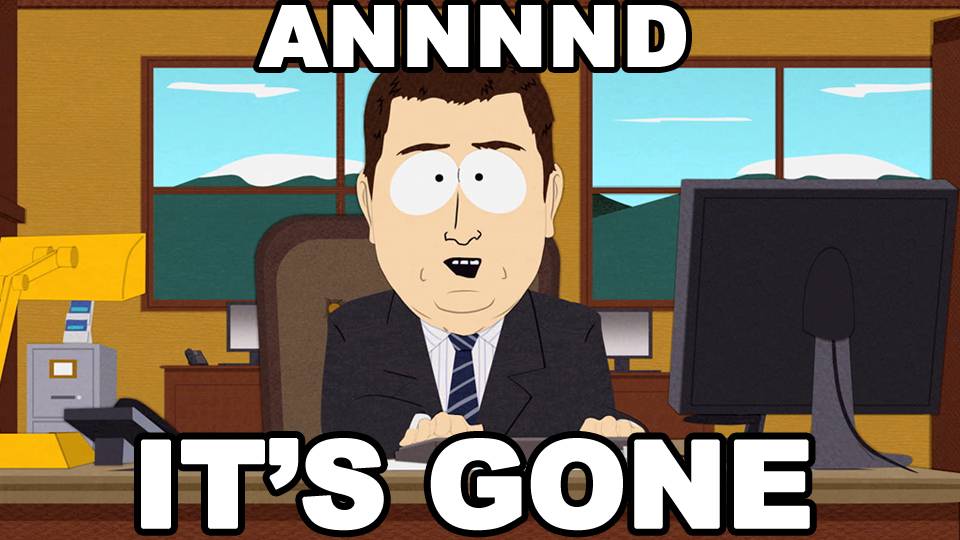 AANNND it's gone. | News | South Park Studios US