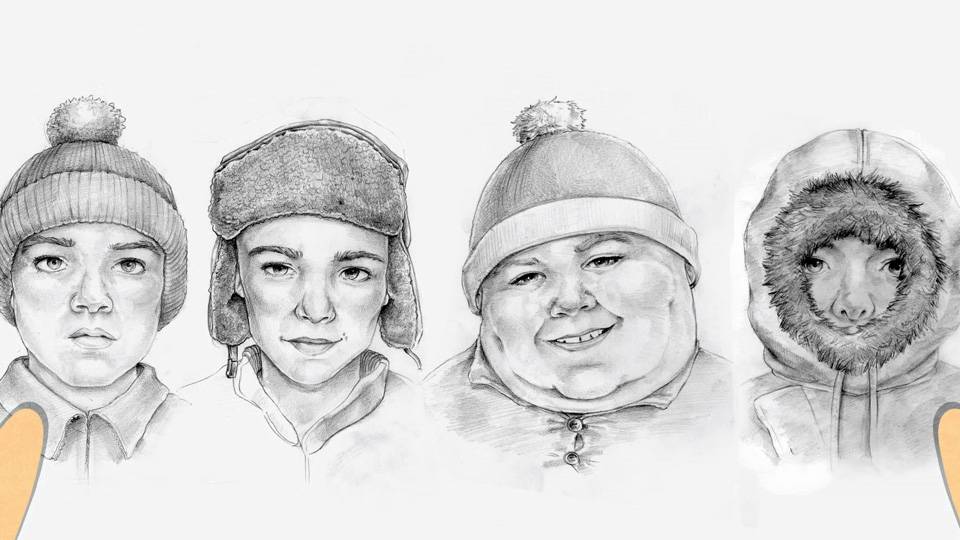 real life south park drawing