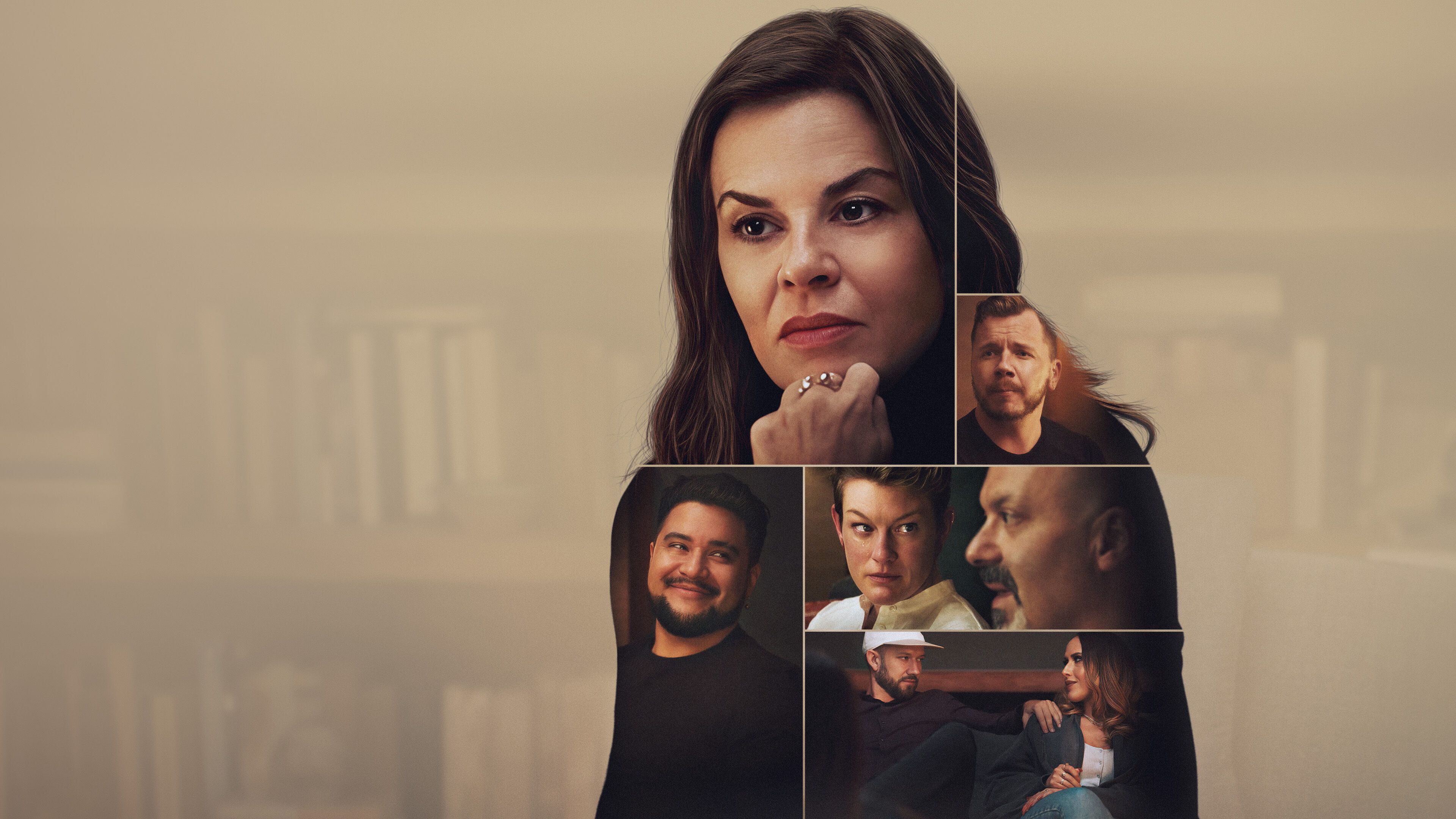 Three couples and one three-person relationship in various states of
emotion, with Dr. Orna Guralnik in the foreground.